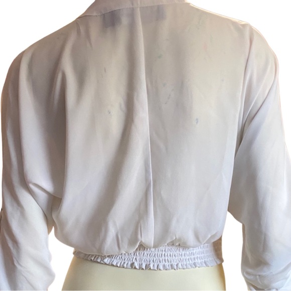 Gabrielle Union chiffon white cropped utility shirt 3/4 sleeves - Picture 6 of 6